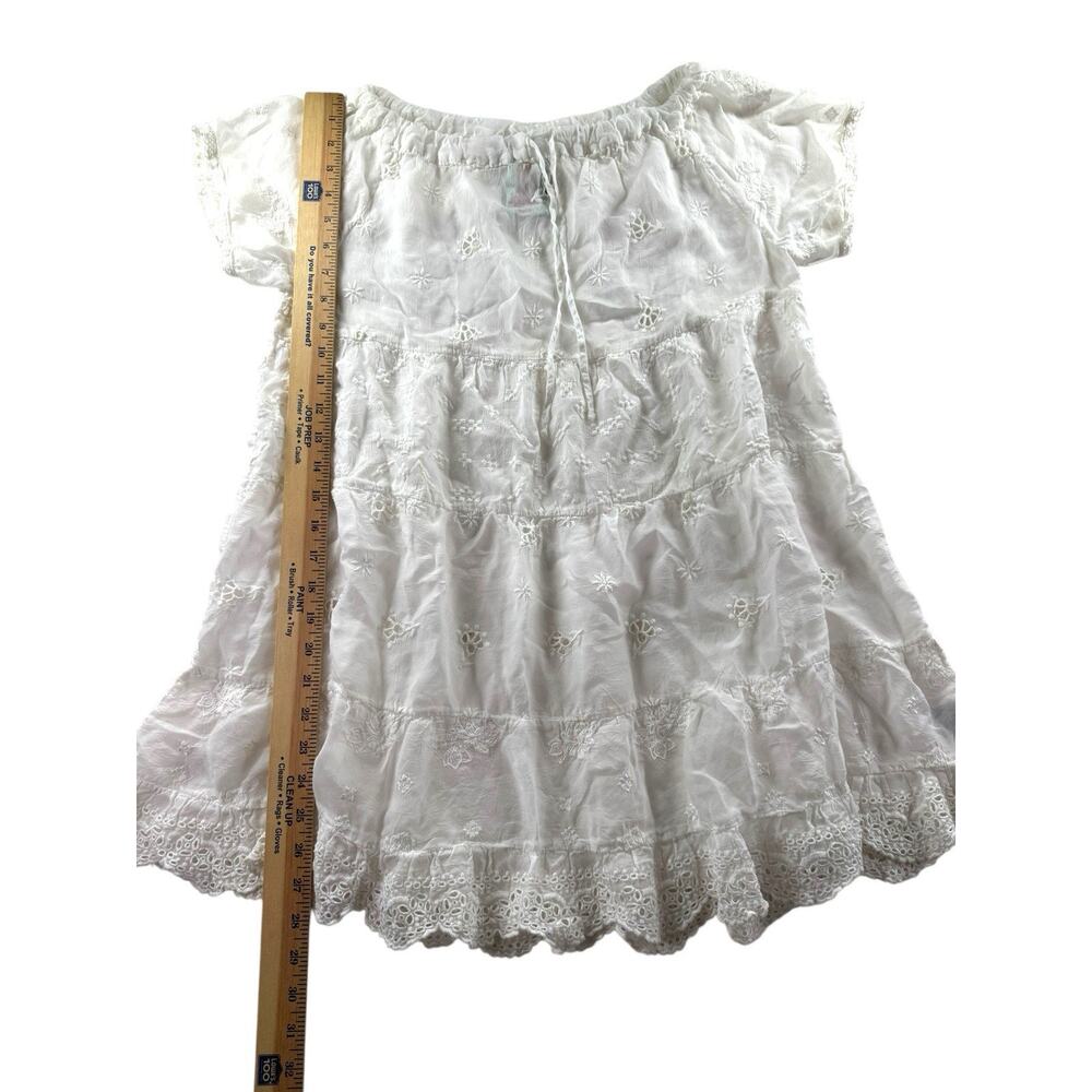 Johnny Was Embroidered Tunic Womens S White Cupra Rayon Eyelet Boho Peasant Top - Picture 4 of 7